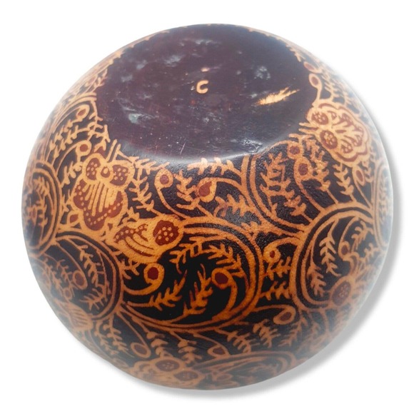 2 Tribal Gypsy Boho Hand Painted Batik Wood Candle Tealight Holder Balls Staging - Picture 13 of 16